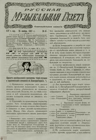РУССКАЯ МУЗЫКАЛЬНАЯ ГАЗЕТА. 1907. №47